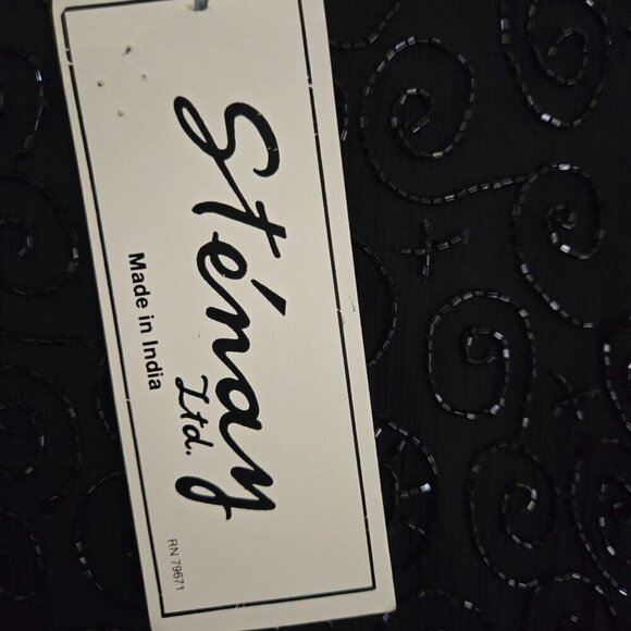 Stenay Vintage NWT Deadstock 100% Silk Beaded Made In India Midi Dress Size 12 - Picture 5 of 6